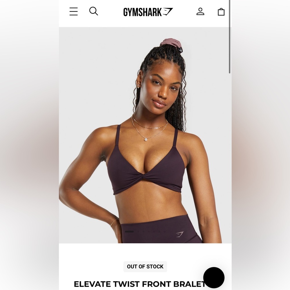Gymshark Elevate Twist Front Bralette - Plum Brown S